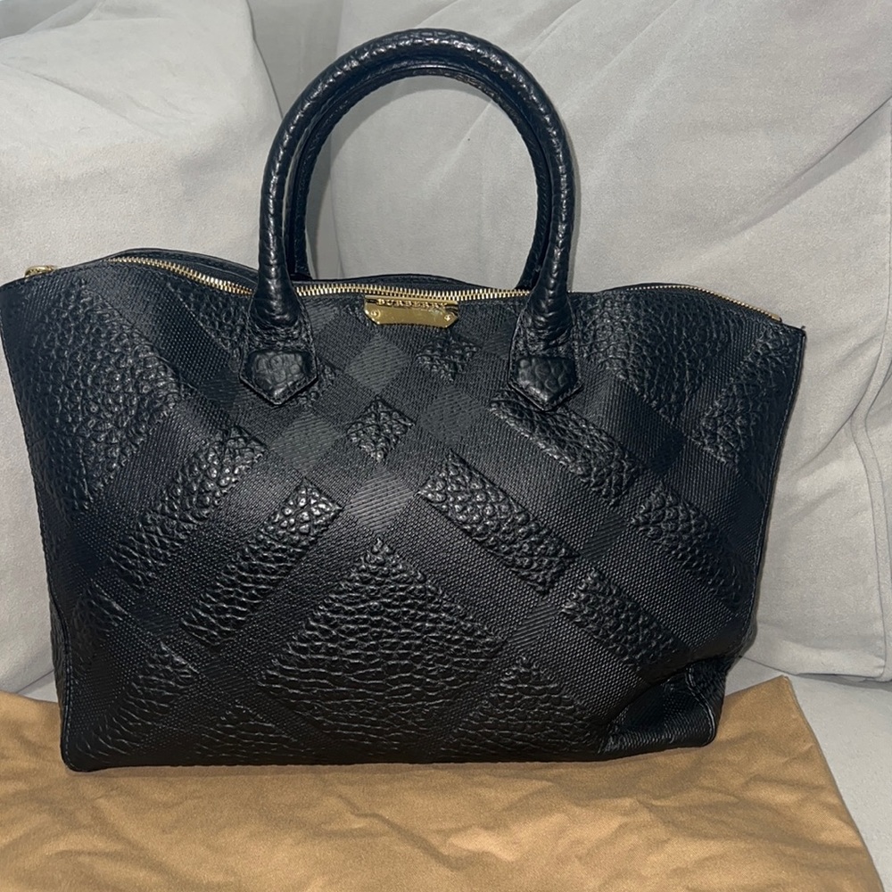 Burberry Softgrain Check Medium Dewsbury Tote-Authentic-EUC